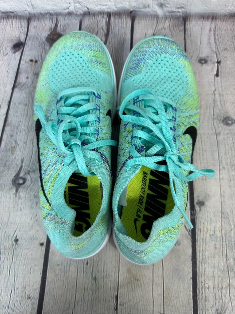 Nike Women's Free 4.0 Flyknit turquoise size 8 - Picture 3 of 7